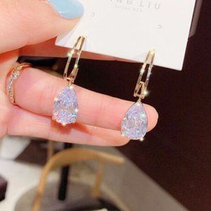 NEW 18K Gold Plated Teardrop Crystal Dangle Drop Earrings